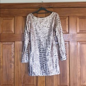 Sexy sequin backless dress gold New Years